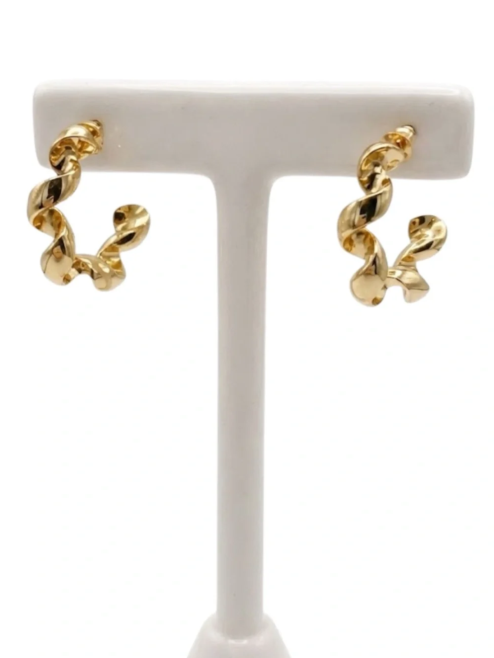 Gold Tone Swirl Hoop Stud Earrings (NWT)